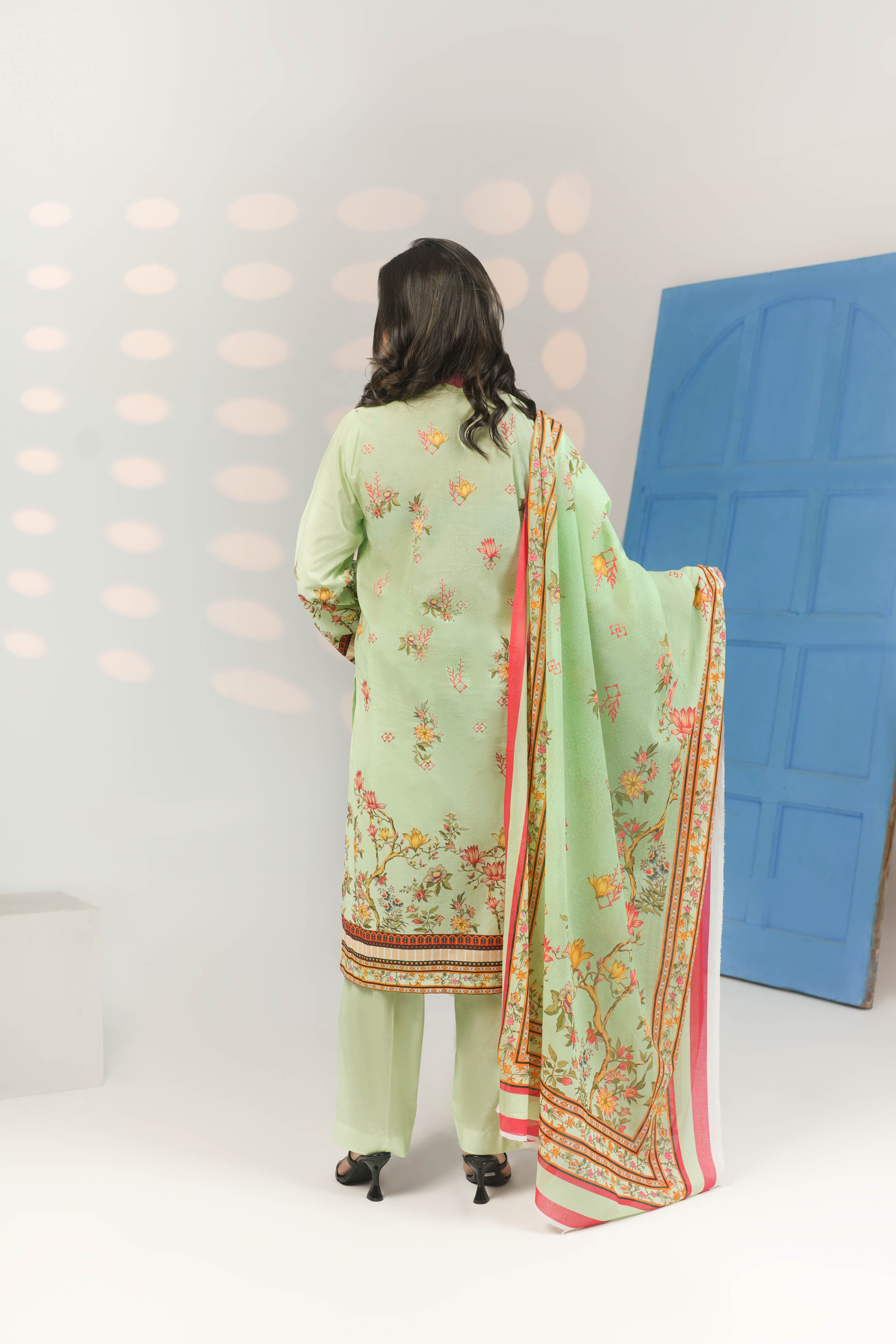 Unstiched Printed lawn 3 Piece - UB-AS-18